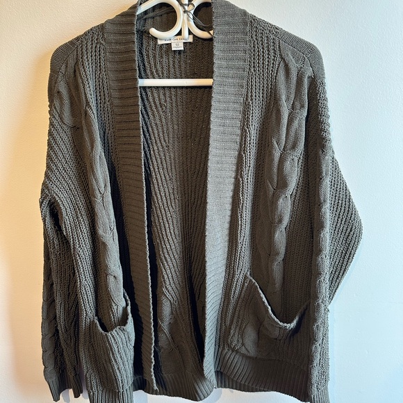American Eagle Olive Green Cardigan with Braided Detailing - Picture 1 of 2